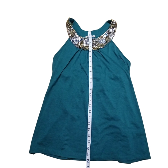 Charlotte Russe Green Women's Top With Beaded Collar Size L - Picture 6 of 6